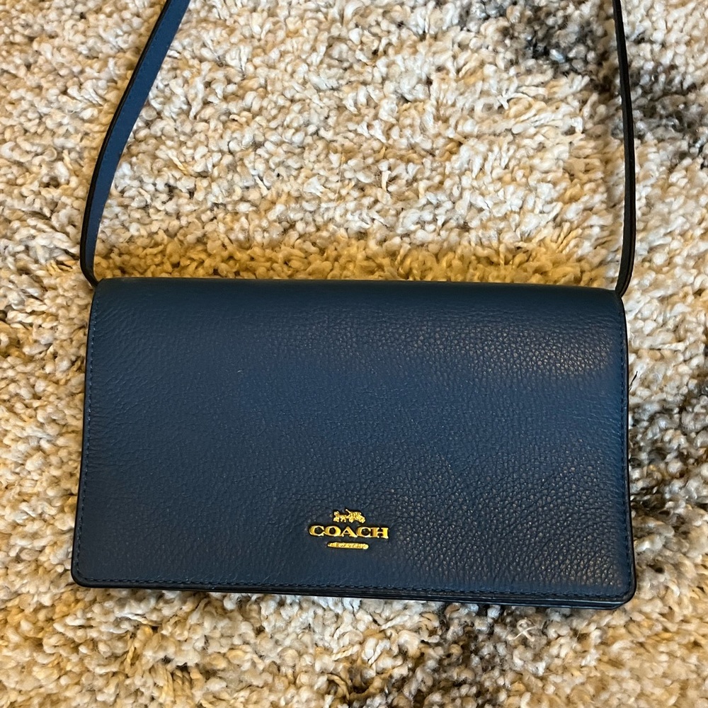 navy coach anna foldover crossbody bag